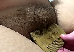 Hairy Pussy BBW Brushing