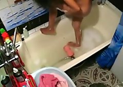 Sister voyeured as she masturbates in bath