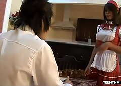 Sexy house maid Coco pleases a young guy