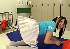 Momoka Flashes Her White Panties In The Sports Room