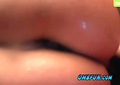 Close Up OMBFUN Vibrator Inside Wet Dripping Rubbing Pussy Orgasm