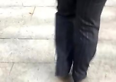 Ghetto booty milf in stripped dress pants 