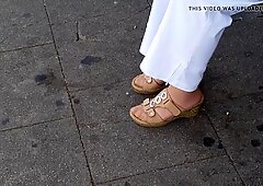Avózinha Nylon pés em sapatos de cortiça