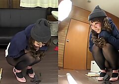 Subtitled amateur Japanese pee desperation failure in HD