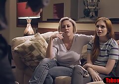 Nasty family reunion with busty MILF mommy and shy teen