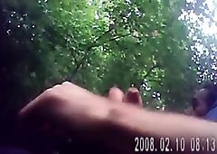 exhib wank and sucking a black guy in the forest