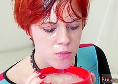 Redhead teen rough sex and young model punishment Cummie, the Painal Cum Cat