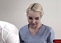 Teen tricked into fuck by masseuse and creepy husband
